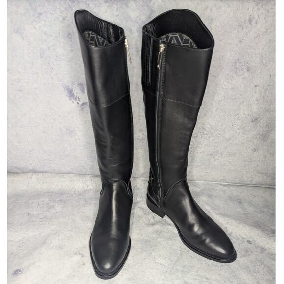 Aquatalia Black Leather Nerina Knee High Tall Riding Boot in Black, Size 6.5 - Picture 5 of 14